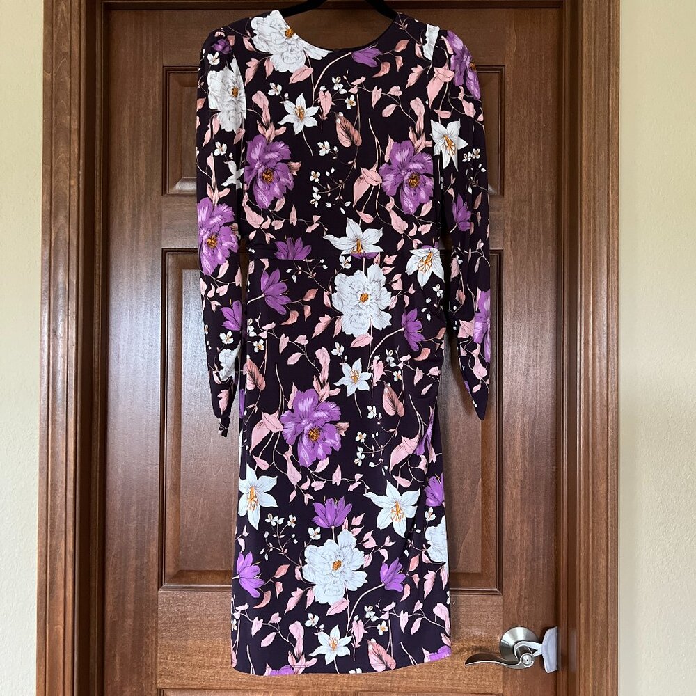 Eliza J Purple Floral Long Sleeve Dress NWOT